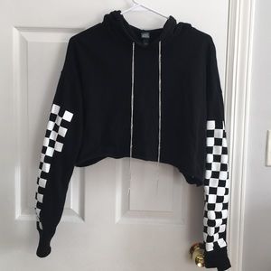 Wild Fable Cropped Checkered Hoodie